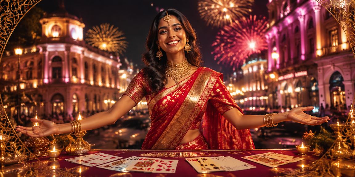 Indian woman using mobile to login for online betting