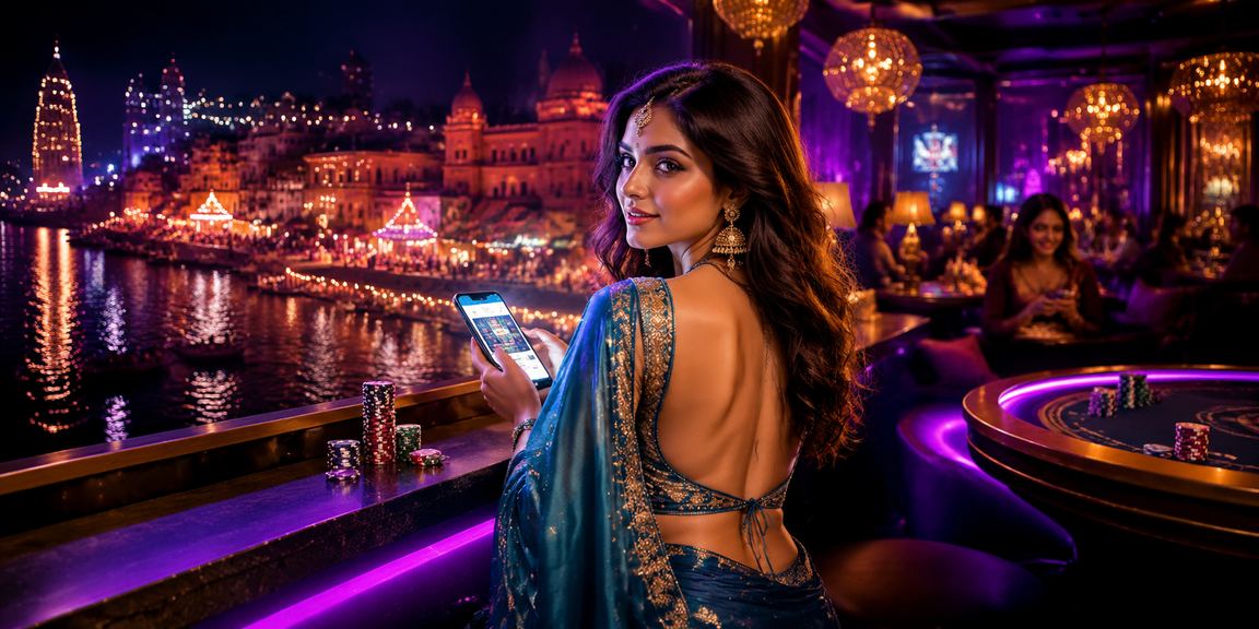Indian woman playing Teen Patti card game on mobile