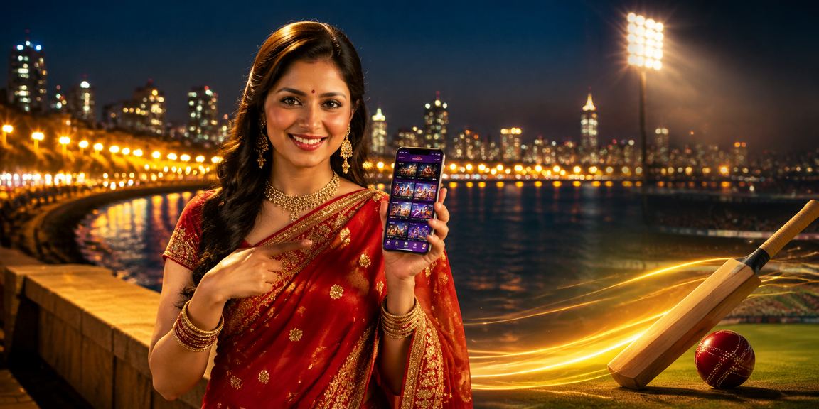 VIP enjoying Mumbai Marine Drive with cricket betting interface